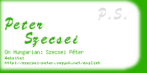 peter szecsei business card